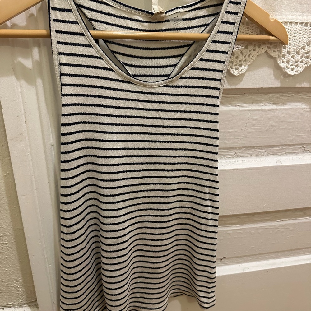 Roxy Striped Open Back Tank Top Nautical Coastal Womens Medium